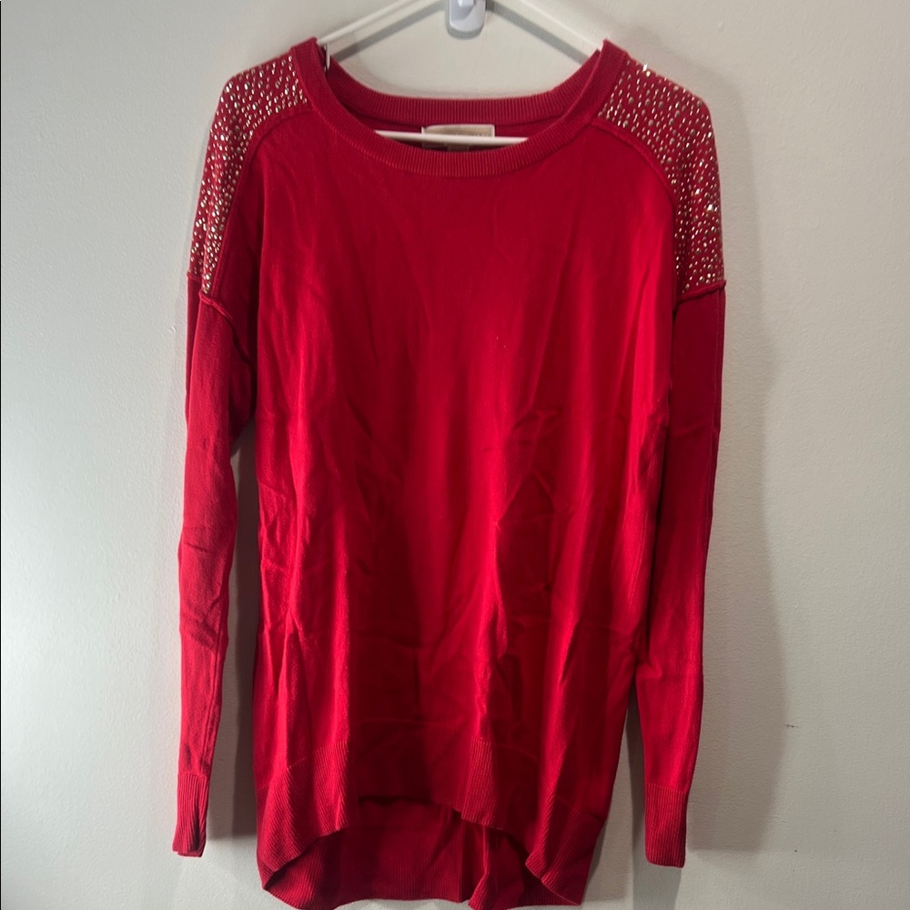 Michael Kors Red and gold Embellished long Sweater